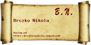 Brczko Nikola névjegykártya